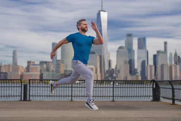 Laufen Mann Läuft New York City — Stockfoto
