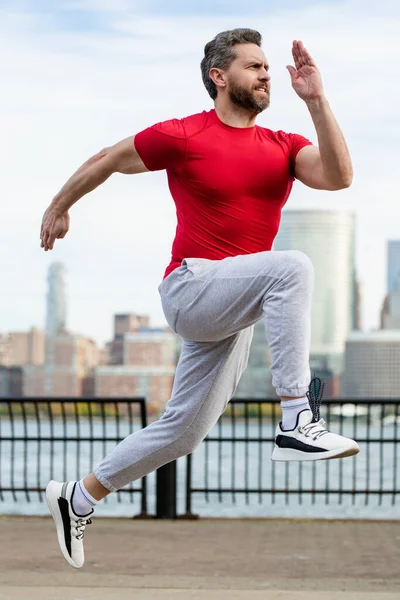 Hispanic Man Runner Sport Outfit Draaien Nyc Beweging Gezond Rennen — Stockfoto
