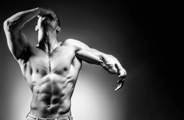 Sexig Muskulös Stilig Topless Hane Modell Muskulös Kropp Muskulös Man — Stockfoto