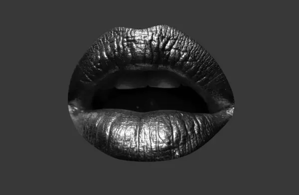 Gold lips, golden on sexy metallic mouth. Glamour background. Lips icon