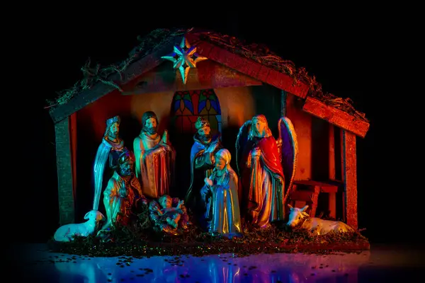 Nativity Jesus Christmas Scene Baby Jesus Mary Joseph Manger Bethlehem — Stock Photo, Image