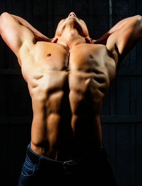Manlig Modellkropp Naken Överkropp Naken Man Förförisk Bög Muskulös Skjorta — Stockfoto