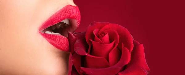 Girl Blowjob Tongue Oral Sex Symbol Lips Lipstick Closeup Beautiful — Stockfoto
