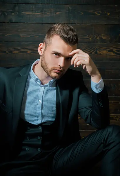 Man in classic suit shirt. Business confident. Portrait of handsome serious male model. Ambition and individuality, successful. Businessman in work