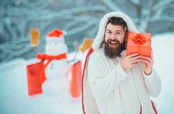 Compras Navidad Con Bolsa Compras Hipster Santa Claus Papá Noel — Foto de Stock