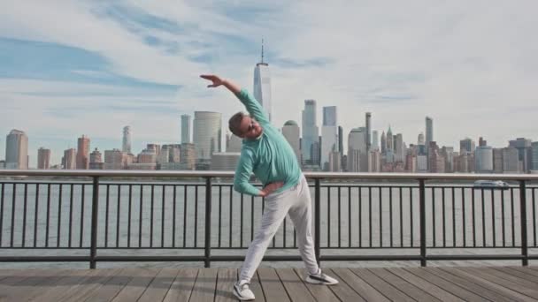Man Tränar New York City Sport Nyc Manhattan Med Urbana — Stockvideo