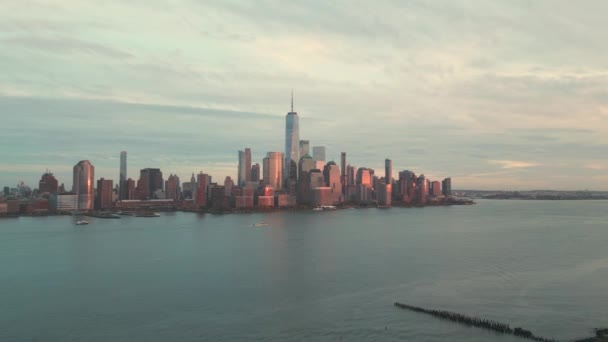 Avión Tripulado Vuela Nueva York Arquitectura Metropolitana Vista Gran Manzana — Vídeo de stock