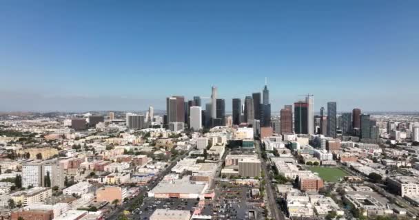 Los Angeles Aryjski Dron Muchowy Wieżowce Pejzaż Miasta Nowoczesne Biurowce — Wideo stockowe