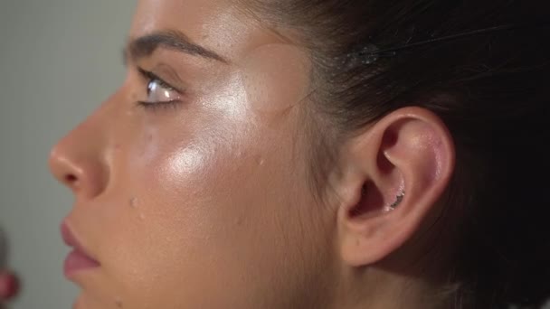 Mode Maquillage Pour Jeune Femme Sexy Gros Plan Visage Cosmétique — Video