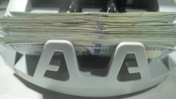 Banka Ekipmanları Kağıt Banknotları Sayıyor Para Sayacı Ile Hesaplanan Macro — Stok video