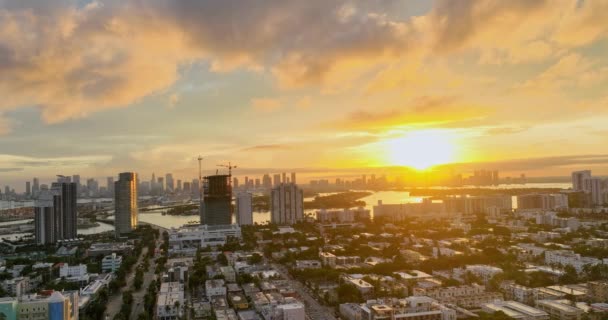 Widok Drona Miami Dzielnica Art Deco Słynna Aleja Dron Widok — Wideo stockowe