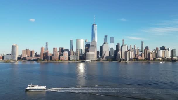 Manhattan New York Vue Depuis Hudson Manhattan World Trade Center — Video