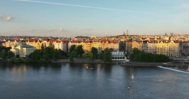 Prague Vue Aérienne Panoramique Architecture Vieille Ville Rivière Vltava Prague — Video