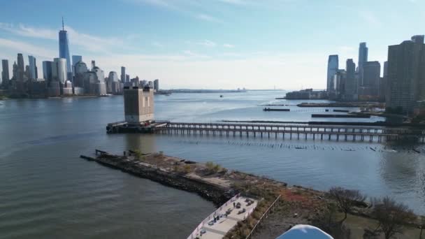 Socha Waters Soul Nebo Pomník New Yorku Nyc Panorama Pohled — Stock video