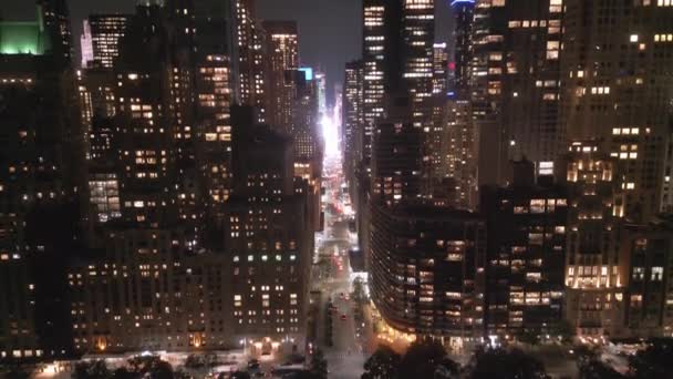 조명에 맨해튼 Nyc에서 뉴욕시 드론에서 맨해튼 맨해튼 스카이라인 Usa Urban — 비디오