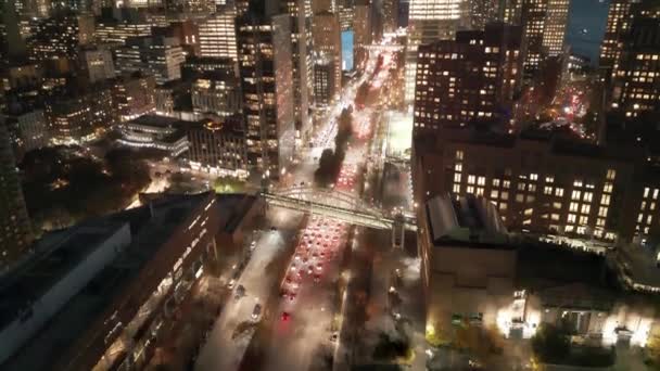 맨해튼에서 맨해튼의 뉴욕시 Nyc 드론에서 Nyc 맨해튼 스카이라인 교통과 — 비디오