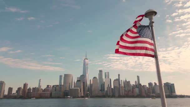 Usa Flagge Gedenktag Veteranentag Juli Die Amerikanische Flagge Weht Der — Stockvideo