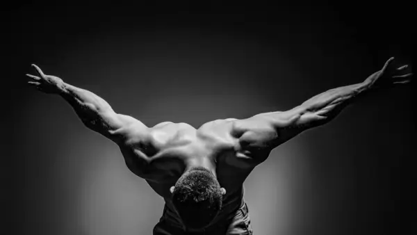 Sexig Modell Muskulös Kropp Stark Man Manlig Kroppsform Athletic Man — Stockfoto