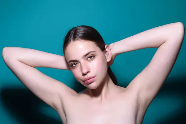 Armpit Epilation Young Woman Showing Skin Epilation Model Posing Epilation — Stock Photo, Image