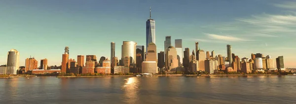 Manhattan New York Skyline Drone Manhattan Hudson River Manhattan Nyc — Stock Photo, Image
