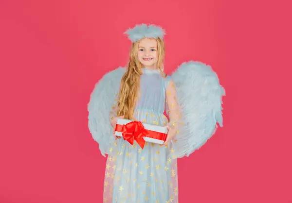 Child Angel Little Girl Present Gift Studio Portrait Girl Prince — Stockfoto