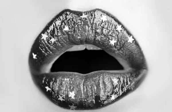 Bibir Seksi Mulut Sensual Dan Ciuman Gairah Menutup — Stok Foto