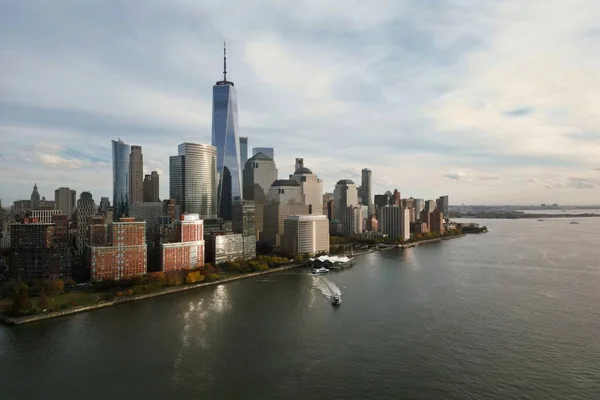 New York City Skyline Från Jersey Över Hudsonfloden Med Skyskraporna — Stockfoto