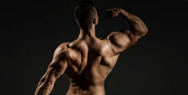 Sexig Modell Muskulös Kropp Stark Man Människans Makt Perfekt Axlar — Stockfoto