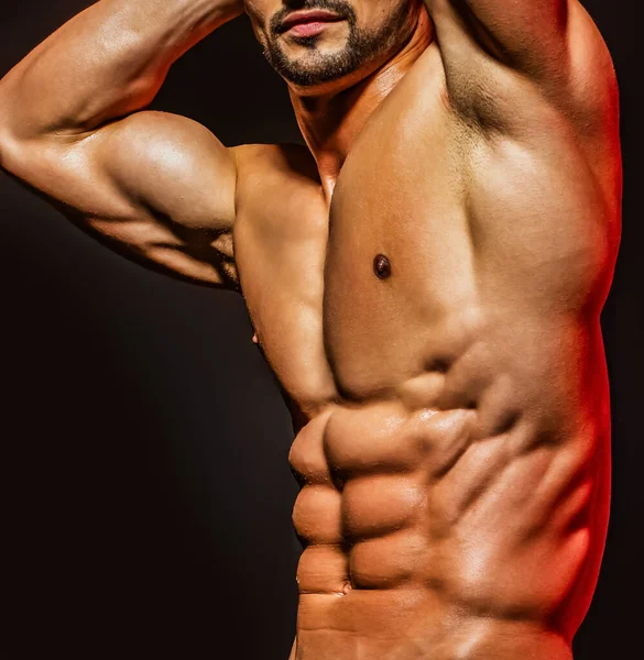 Sexy Muscular Handsome Topless Male Model Muscular Body Muscular Man — Stock Photo, Image