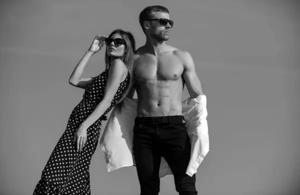 Ett Par Sexiga Muskulösa Manliga Modeller Starka Med Naken Kropp — Stockfoto