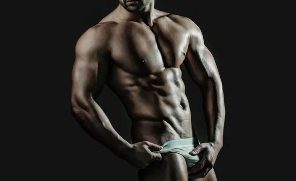 Sexy Muž Svalnatým Tělem Holým Trupem Svalnatý Muž Bez Trička — Stock fotografie