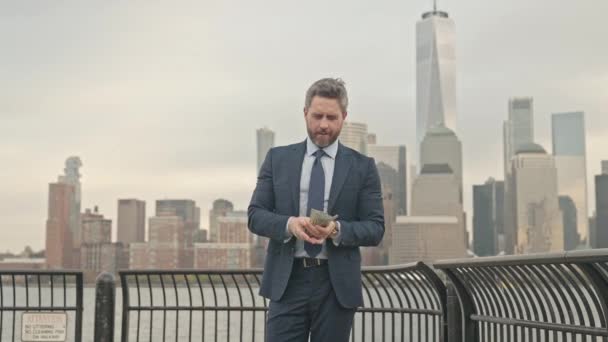 Homme Affaires Costume Comptant Argent New York Homme Affaires Avec — Video