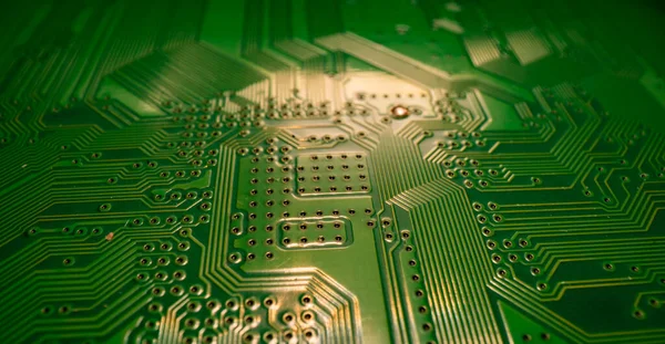 Circuit Board Technological Electronic Plate Roads Other Components Selective Focus — Stock Photo, Image