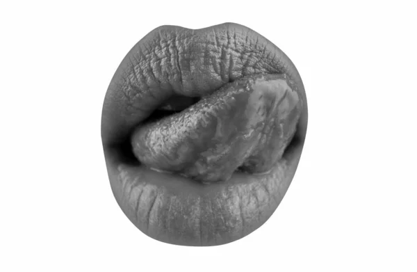 Sanat Kırmızısı Dudaklar Dil Seksi Kadın Dudakları Makro Dil Dudakları — Stok fotoğraf
