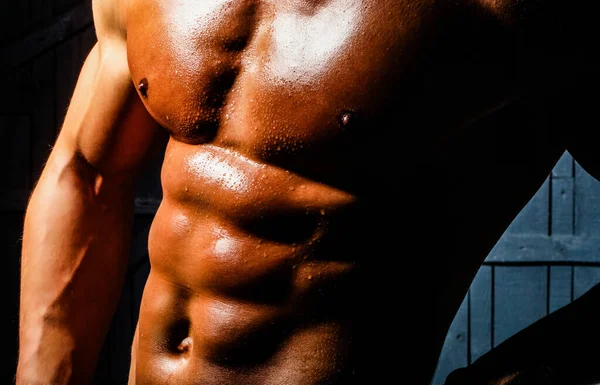 Muskulös Sexig Kropp Muskulös Sexig Man Naken Kropp Stark Man — Stockfoto