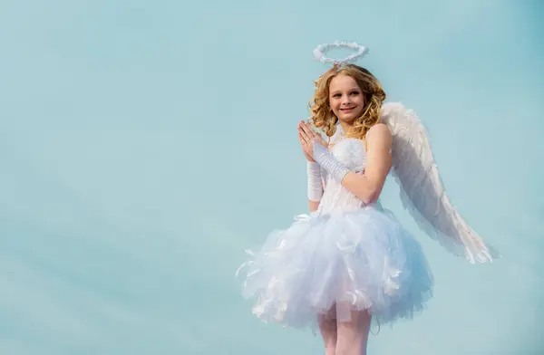 Angel Children Girl White Wings Pray Heaven Teen Angel Valentine — Stock Photo, Image
