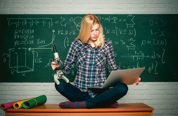 Back School Student Preparing University Exams Frustrated Female Student Sitting — Stock Photo, Image