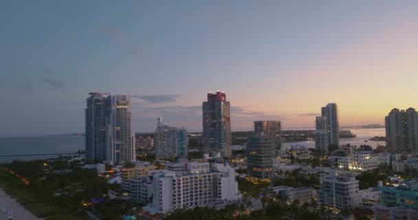 Вид Крыши Беспилотника Майами Бич Скайлайн Майами Флорида Вид Воздуха — стоковое видео