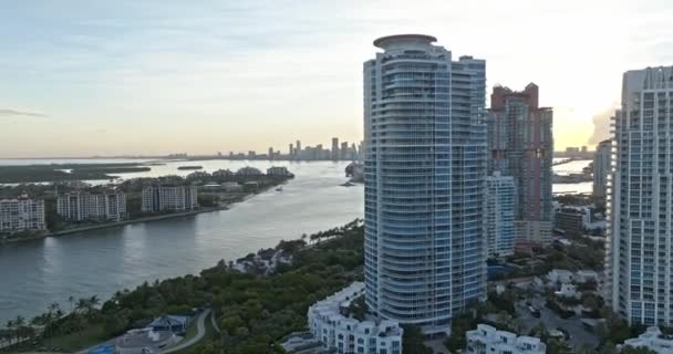 Центр Майами Панорама Горизонта Майами Вид Воздуха Майами Бич Городской — стоковое видео