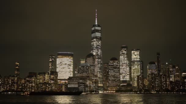 New York City Skyline Über Dem Hudson River Mit Den — Stockvideo