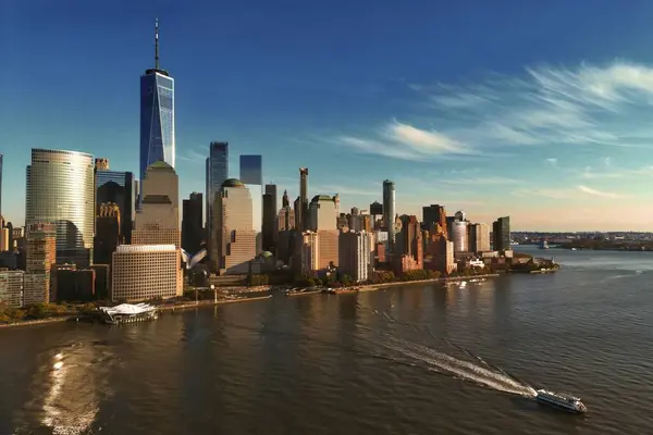 New Yorks Skyline Manhattan Utsikt Från Jersey New York Skyskrapa — Stockfoto