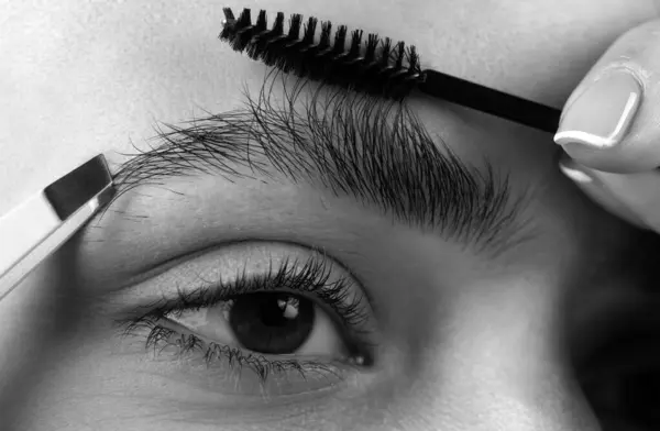 Eyebrow Makeup Macro Close Brows Beauty Model Shaping Brows Brow — Stock Photo, Image