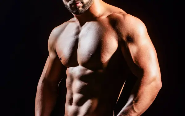 Sexy Model Body Nude Torso Strong Man Seductive Gay Muscular — Stock Photo, Image