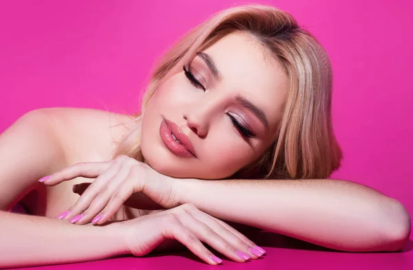 Schönheit Frau Gesicht Portrait Mode Make Schönheitssalon Kosmetik — Stockfoto