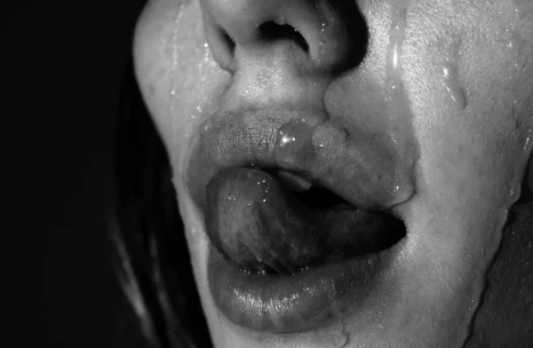 Lippen Een Deel Van Het Gezicht Van Een Vrouw Sexy — Stockfoto