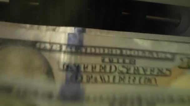 Zavřít Stroj Počítání Měn Počítající Dolarové Bankovky Počítadlo Bankovek Peněžní — Stock video