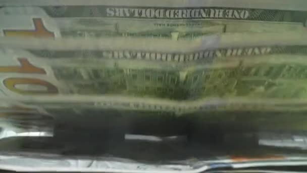 Készpénzszámoló Gép Bezárása Pénzszámolás 100 Dolláros Bankjegyek Pénzszámláló Gép Befektetési — Stock videók