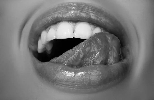 Sensual Woman Pursing Her Lips Sexy Seductive Gesture — Stock Photo, Image