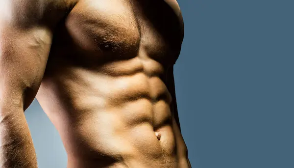 Muskulös Sexig Kropp Manlig Bröstkorg Bröstmusklerna Muskulös Överkropp Med Magmuskler — Stockfoto