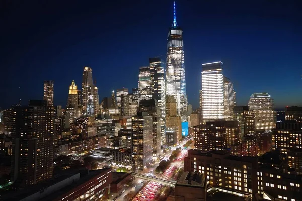New York City Manhattan Bei Sonnenaufgang Manhattan Bei Nacht Nyc — Stockfoto